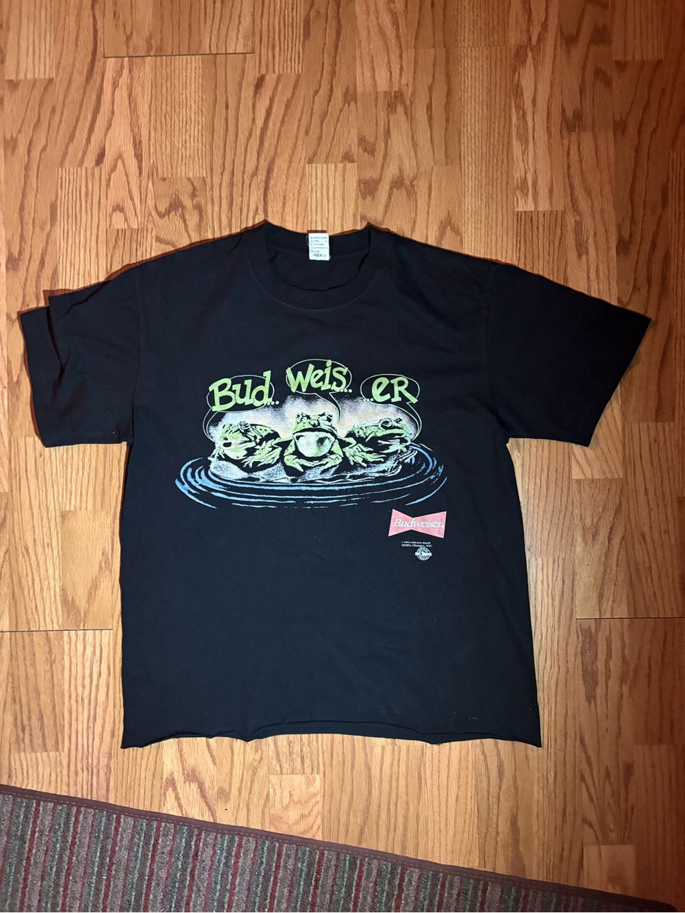 Budweiser Black Tee with Green & Blue Vintage Duck Design